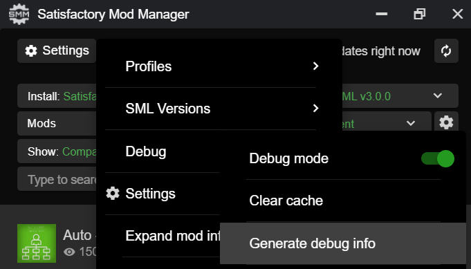 SMM Generate Debug Info screenshot